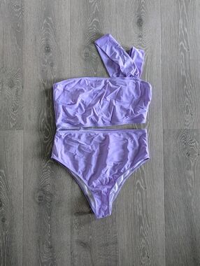 SHEIN Swim Summer Beach Solid Cut Out Waist One Piece Swimsuit - XL